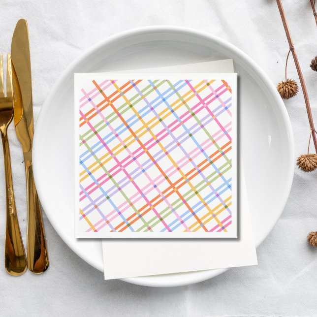 Modern Colorful Plaid Baby Shower Theme Serviette (Von Creator hochgeladen)