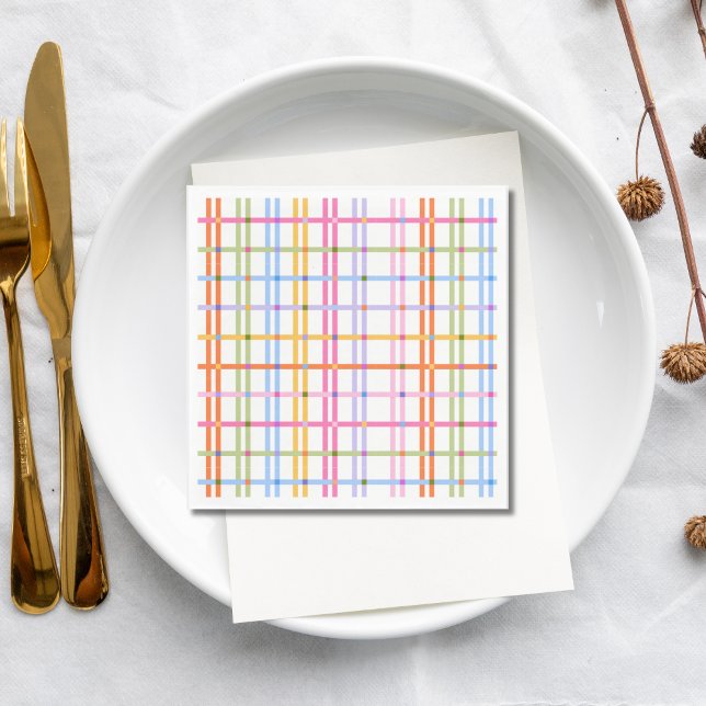 Modern Colorful Plaid Baby Shower Theme Serviette (Von Creator hochgeladen)