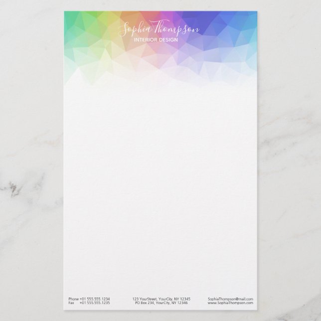 Modern Colorful Rainbow Polygonal - Geschirr Briefpapier (Vorderseite)