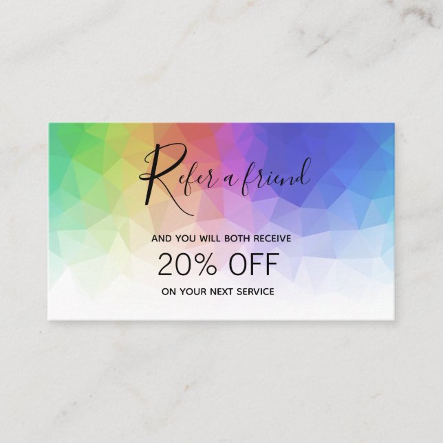 Modern Colorful Rainbow Polygonal - Referenzkarte Empfehlungskarte (Vorderseite)