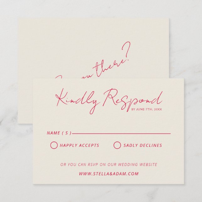 Modern Colorful Retro Fun Whimsical Wedding RSVP Karte (Vorne/Hinten)