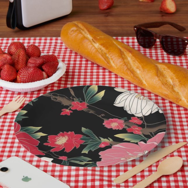 Modern Colorful Sakura Flower Japan Birthday party Pappteller (Picknick)