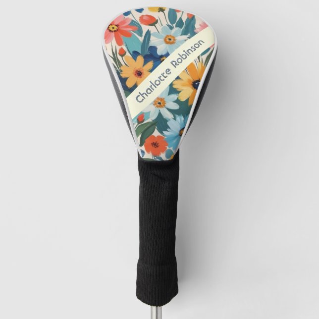 Modern Colorful Spring Garden Flowers Personalized Golf Headcover (Vorderseite)