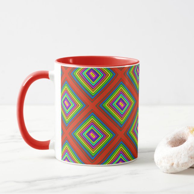 Modern colorful square geometric pattern graphic D Tasse (Mit Donut)
