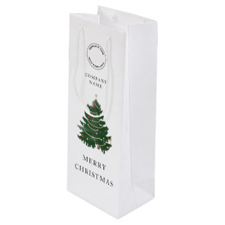 Modern Company Logo frohe Weihnachtsbaum Geschenktüte Für Weinflaschen
