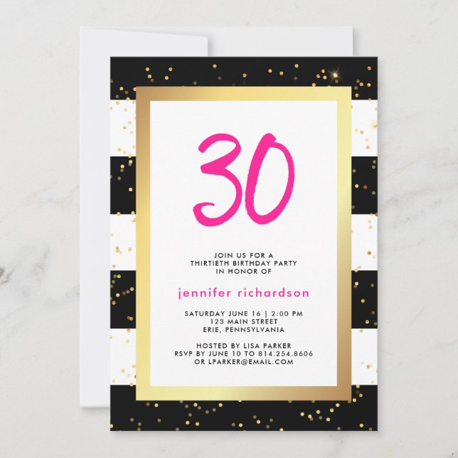 Modern Confetti | Party Einladung zum 30. Geburtst (Vorderseite)