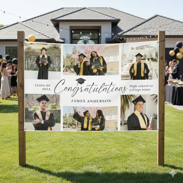 Modern Congratulations Graduate 7 Photo Collage Banner (Von Creator hochgeladen)