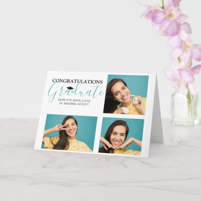 Modern Congratulations Graduate Photo Collage Card Karte (Orchidee)