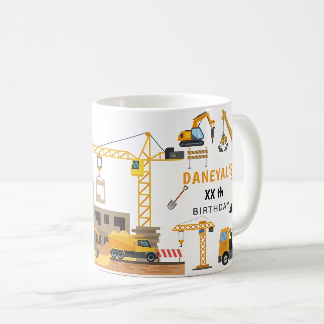Modern Construction Simple Kid's Birthday Kaffeetasse (VorderseiteRechts)