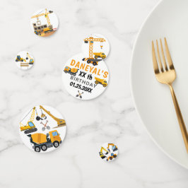 Modern Construction Simple Kid's Birthday Konfetti
