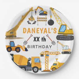 Modern Construction Simple Kid's Birthday Pappteller