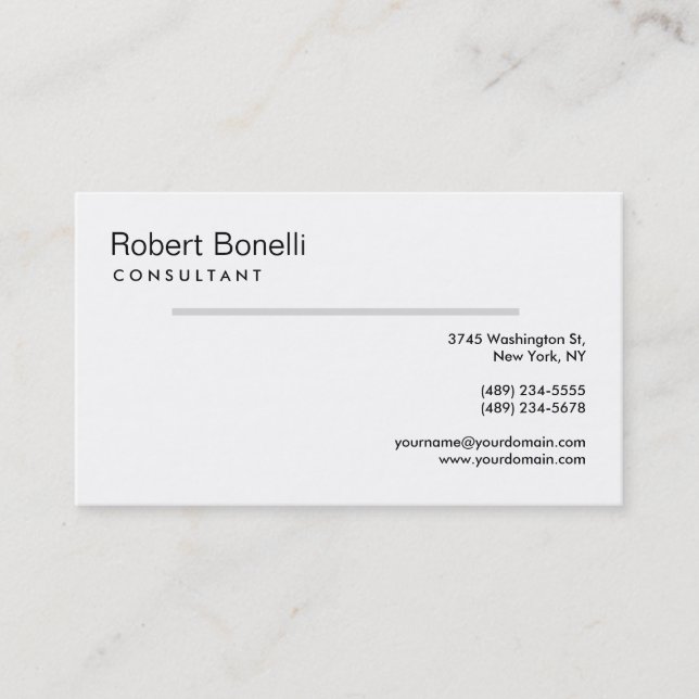Modern Consultant Business Card für White Gray Lin Visitenkarte (Vorderseite)