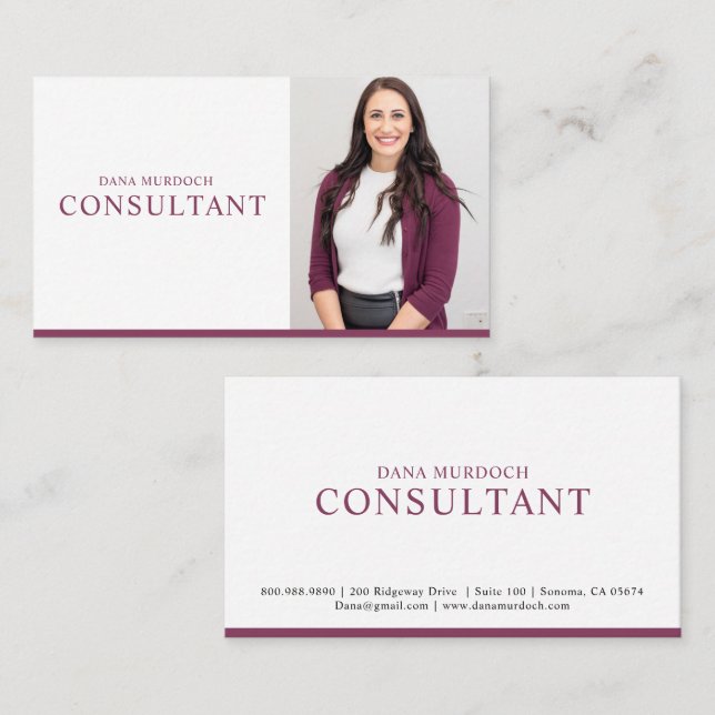 Modern Consultant Professional Photo Visitenkarte (Vorne/Hinten)