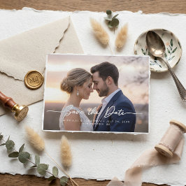  Modern contemporary save the date photo wedding Postkarte