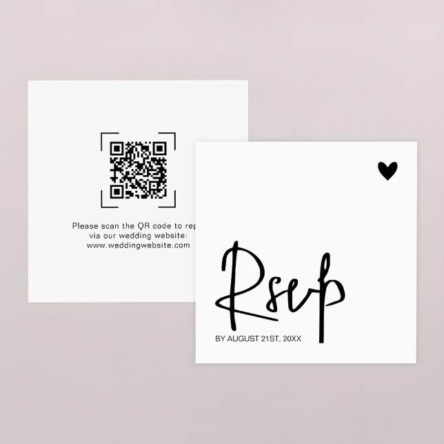 Modern Contemporary Wedding QR Code Online RSVP Mitteilungskarte (Von Creator hochgeladen)