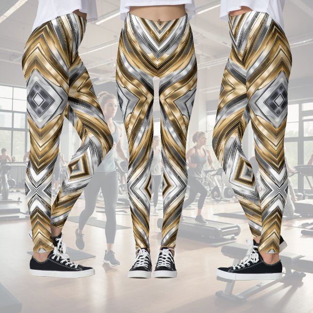 Modern, cool, chic, silver and gold stripe pattern leggings (Von Creator hochgeladen)