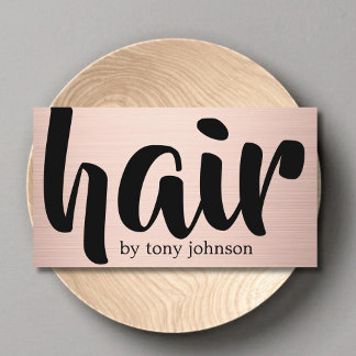 Modern Cool Faux Rose Gold Black Hair Stylist Visitenkarte