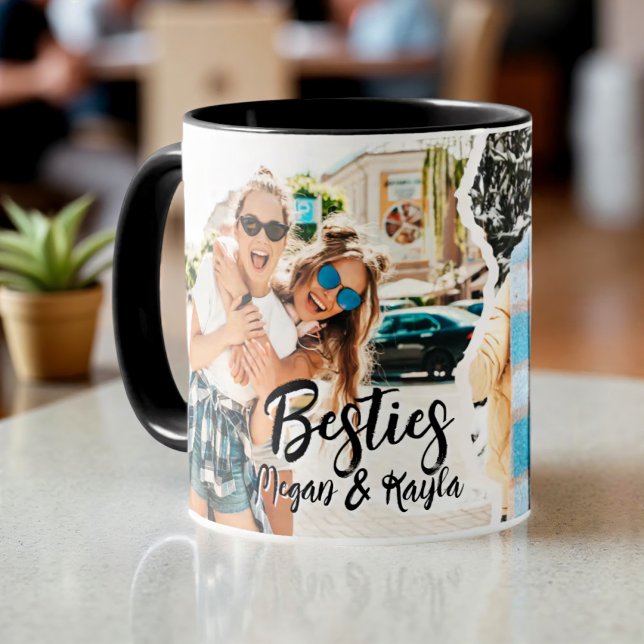 Modern Cool Grunge Besties Best Friends BFF Photo Tasse (Von Creator hochgeladen)