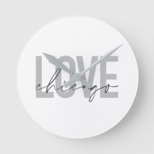 Modern,cool, simple, minimal, design Love Chicago Runde Wanduhr