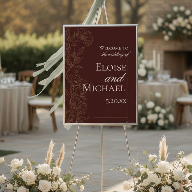 Modern Copper Brown Wedding Ceremony Welcome  Poster (Modern Copper Brown Wedding Ceremony Welcome Poster)