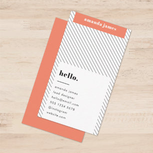 Modern Coral Diagonal Stripe Stilvolle Trendy Visitenkarte