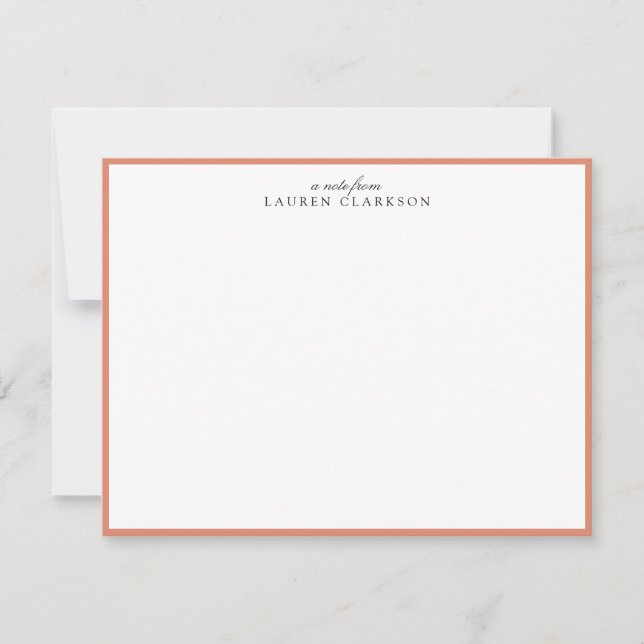Modern Coral Frame Personalized Note Card Einladung (Vorderseite)