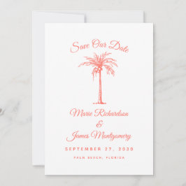 Modern Coral Palm Tree Beach Hochzeit Save the Dat Save The Date