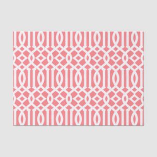 Modern Coral Pink marokkanische Trellis Muster Seidenpapier