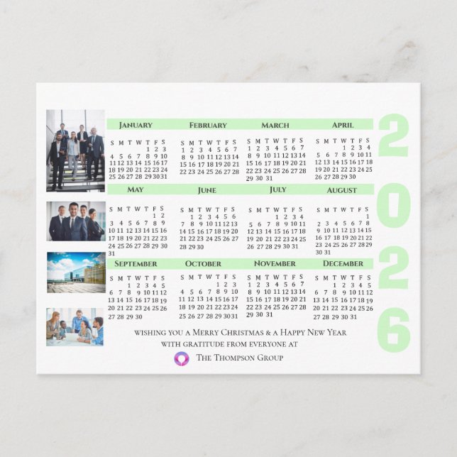 Modern Corporate Company Logo Photo 2026 Calendar Postkarte (Vorderseite)