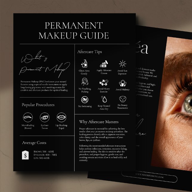 Modern Cosmetic Permanent Makeup Aftercare Guide Flyer (Von Creator hochgeladen)
