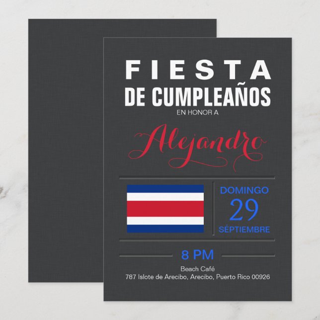 Modern: Costa Rica Party Einladung (Vorne/Hinten)
