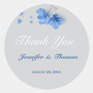 Modern Cottagecore Soft Blue Wildflowers Wedding Runder Aufkleber
