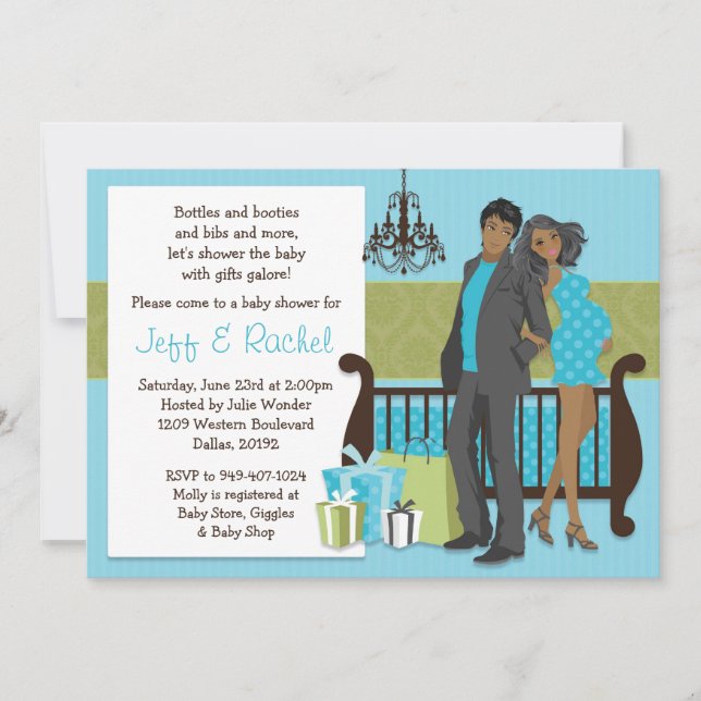 Modern Couple Baby Shower Einladung für Boy (Vorderseite)