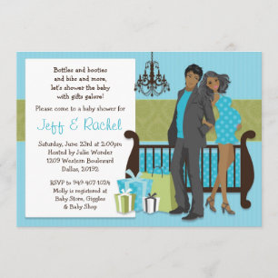 Modern Couple Baby Shower Einladung für Boy
