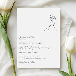 Modern Couple Drawing Romantic Wedding Einladung