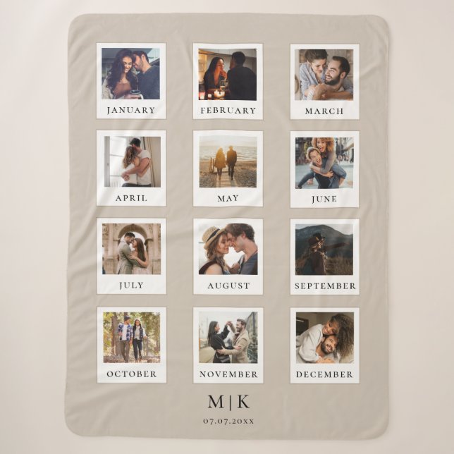 Modern Couple First Anniversary Foto Collage Sherpadecke (Vorderseite)