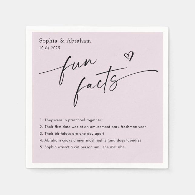 Modern Couple Fun Fakten Hochzeit Serviette (Vorderseite)