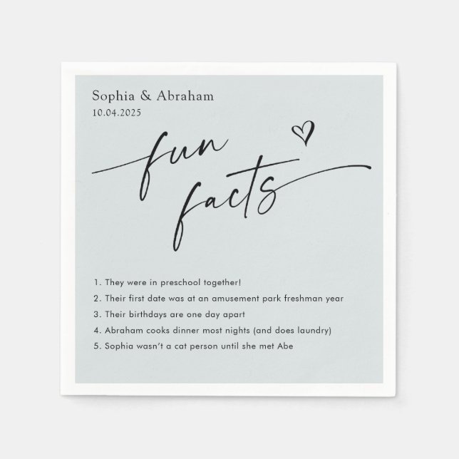 Modern Couple Fun Fakten Hochzeit Serviette (Vorderseite)