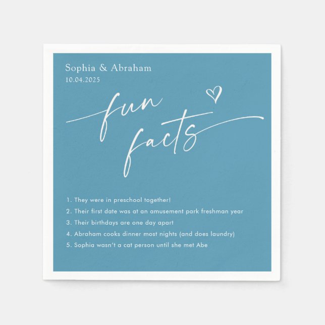 Modern Couple Fun Fakten Hochzeit Serviette (Vorderseite)