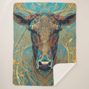 Modern Cow Sherpa Blanket Sherpadecke