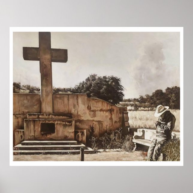 Modern Cowboy Biker checking his GPS. Poster (Vorne)