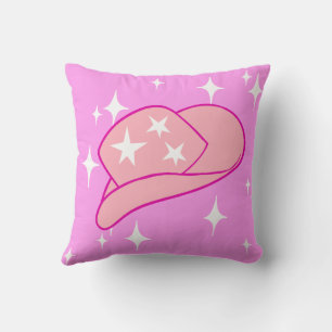 Modern Cowgirl Hat Yee Haw Sternexplosion Pink Kissen