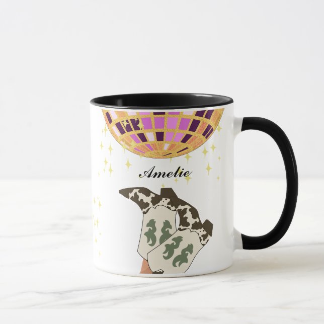 Modern Cowgirl Legs Cowboy Disco Ball Tasse (Rechts)