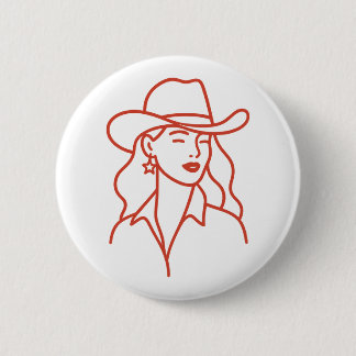 Modern Cowgirl Line Art Bachelorette Party Button