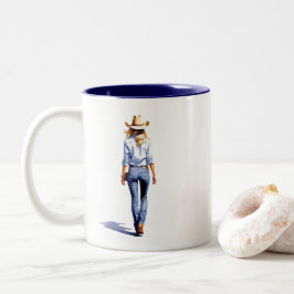 Modern Cowgirl Walk Zweifarbige Tasse