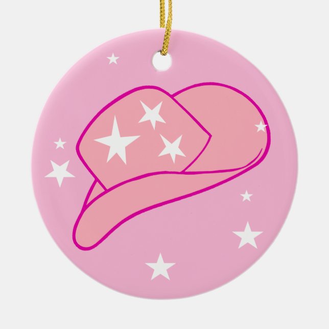 Modern Cowgirl Western Hat Pink Keramik Ornament (Vorne)