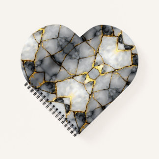 Modern Cracked Gold White & black marble Notizbuch