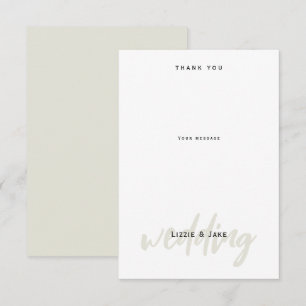 Modern Cream & White Wedding Dankeschön Card Dankeskarte