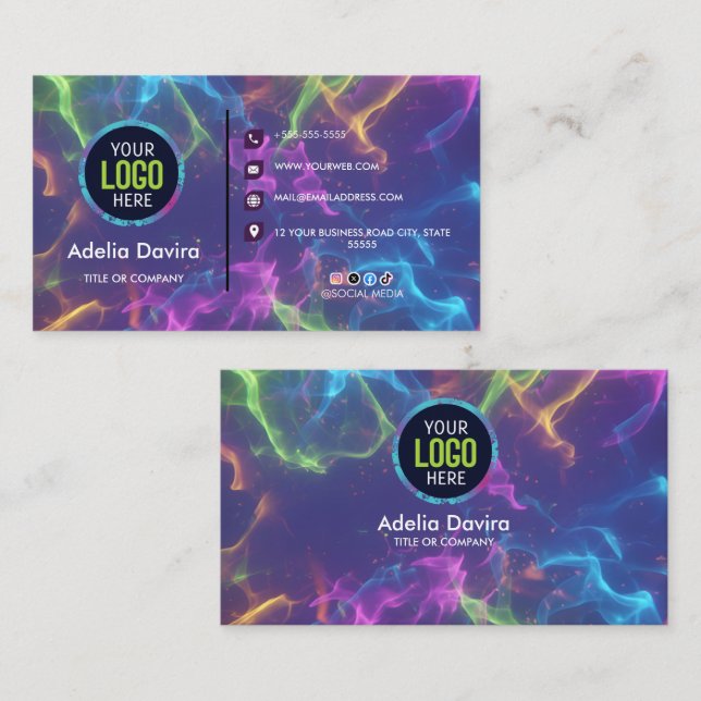  Modern Creative Pro– Neon Opal Gemstone Card Visitenkarte (Vorne/Hinten)