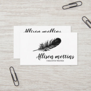 Modern Creative Writer Feather Logo Visitenkarte